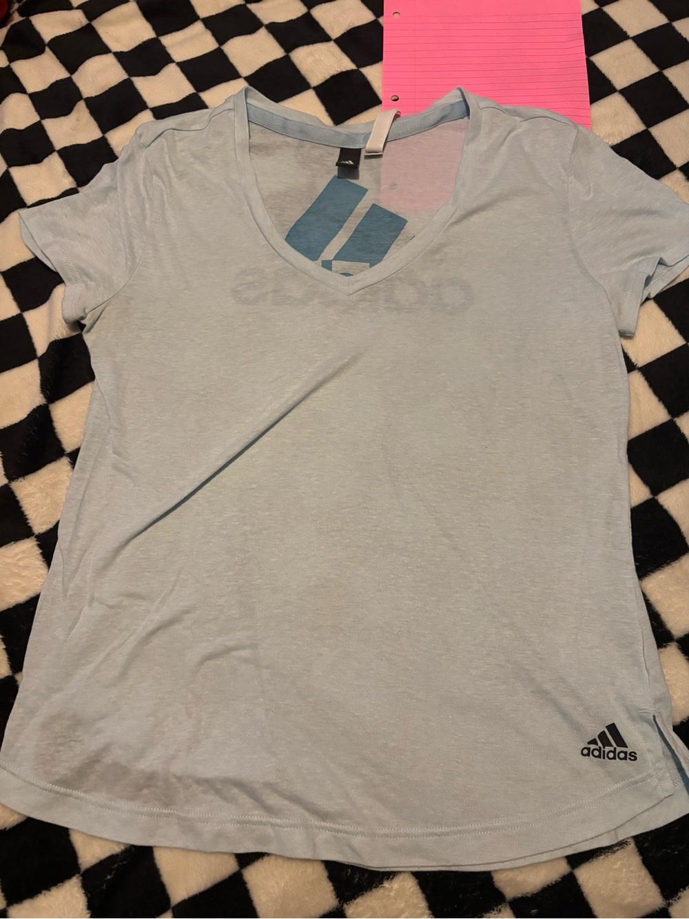 Women’s large Adidas Women's Light Blue V-Neck Tee low scoop back